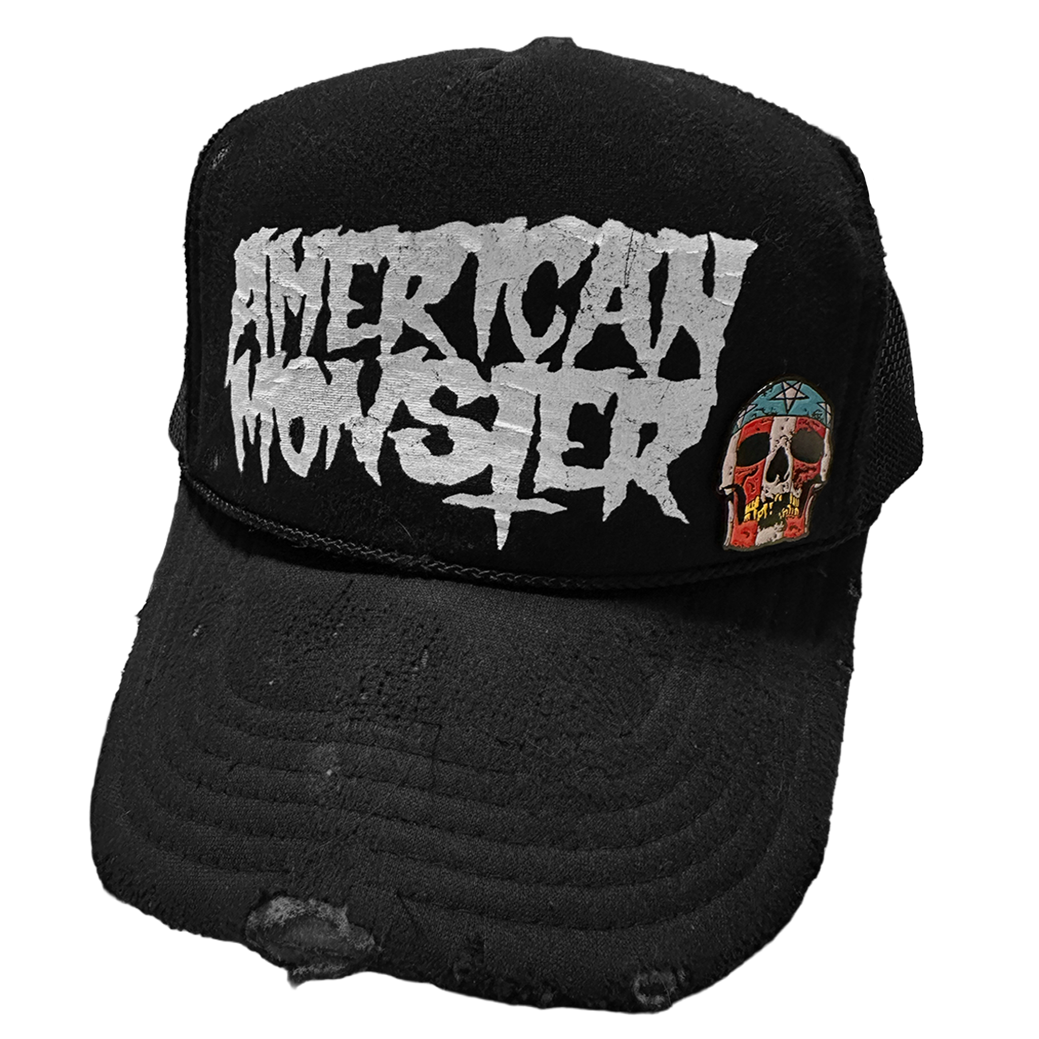 Destroyed Hat w/ Skull Pin